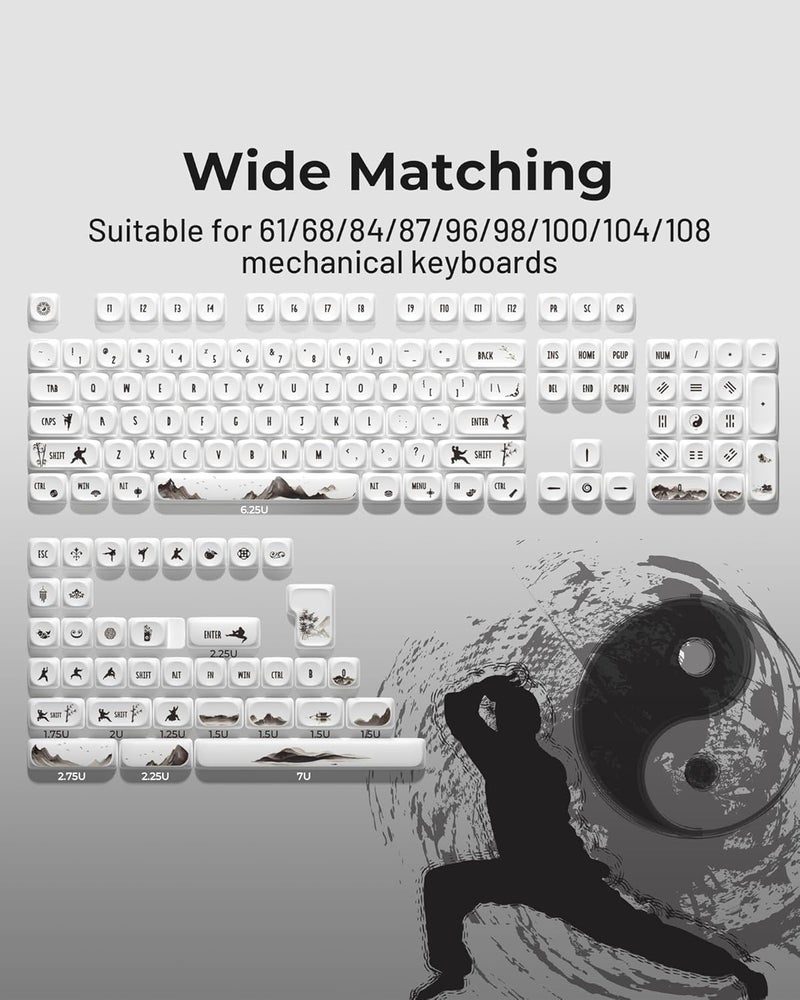 HITIME XVX Keycaps - White Cool PBT Keycaps, MOA Profile Key caps 60 65 75 100 Percent, Dye-Sublimation, Custom 140 Keys Set for 100%, 75%, 65%, 60% Mechanical Keyboard - Image 5